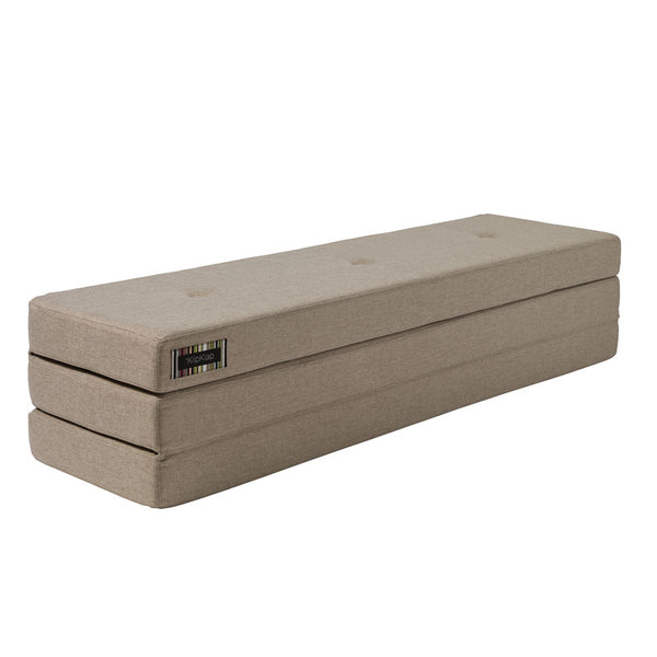 by KlipKlap 3 - fold madras, 180 cm sand med sand knapper