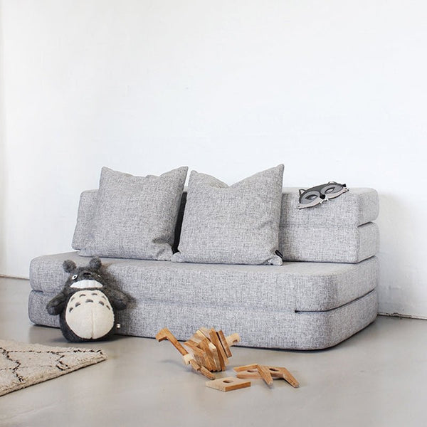byKlipKlap 3 - fold sofa, 120 cm multigrå m grå knap