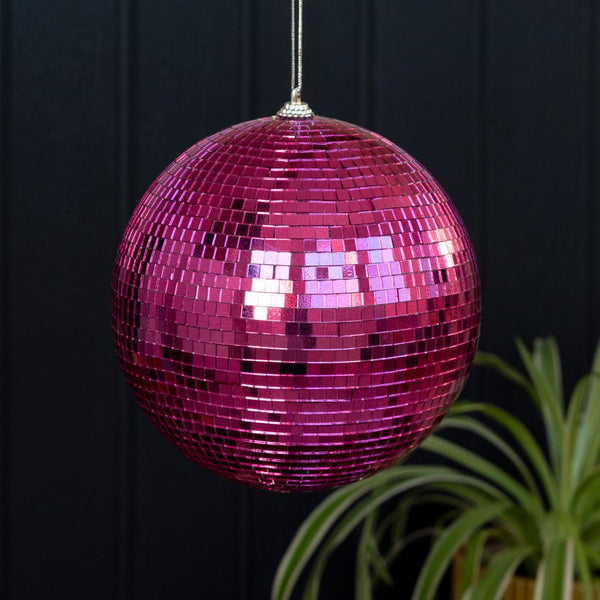 Disco Kugle Til Ophæng 15 cm - Pink
