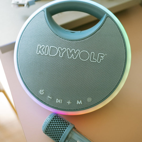 Karaoke Højtaler med 2 Mikrofoner i Blå