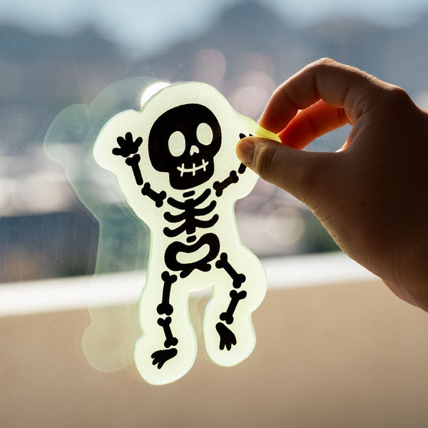 Selvlysende Halloween Gel Stickers med Skelet