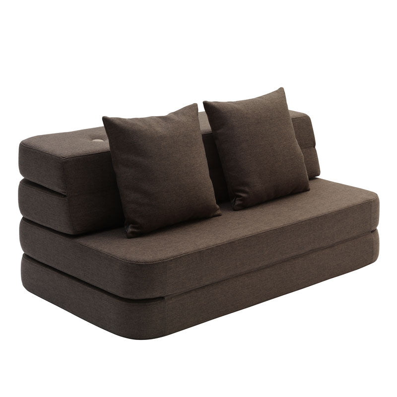 by KlipKlap 3 - fold sofa, 120 cm brun med sand knapper