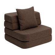 by KlipKlap 3 - fold sofa single, brun med sand knapper