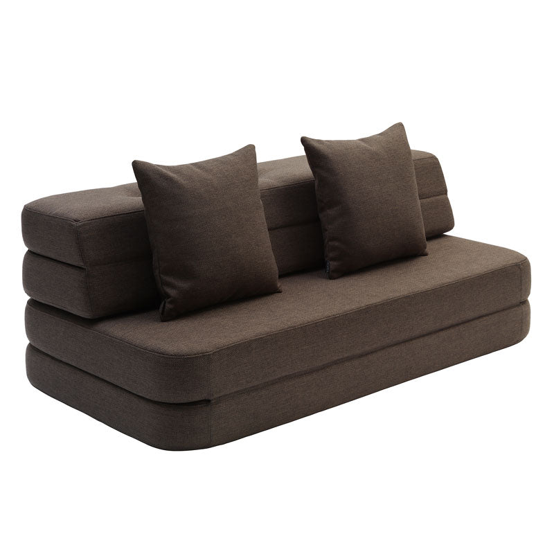 by KlipKlap 3 - fold sofa, 140 cm brun med sand knapper