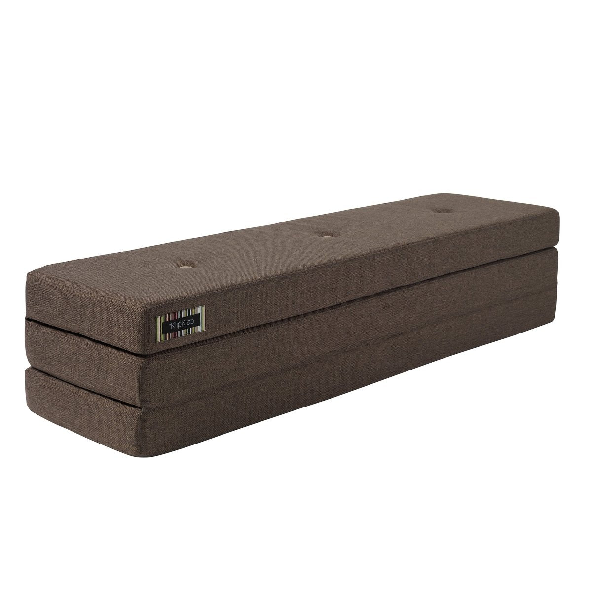by KlipKlap 3 - fold madras, 200 cm brun med sand knapper