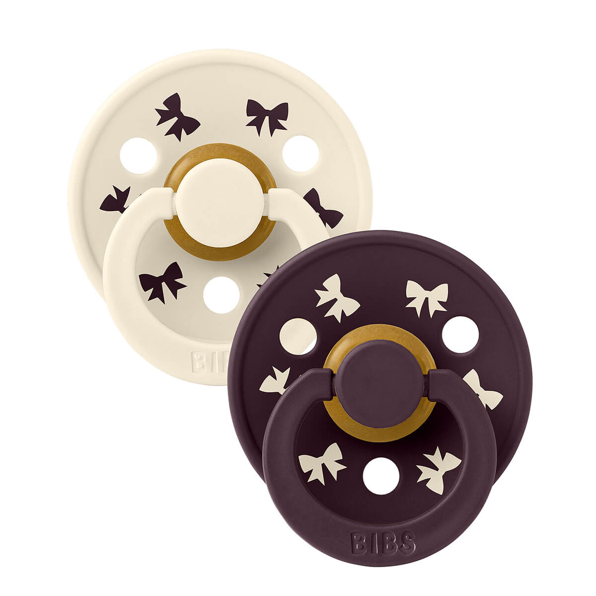 Bibs Holiday Bow 2 - Pak Colour Sut Str 1, Ivory/Plum