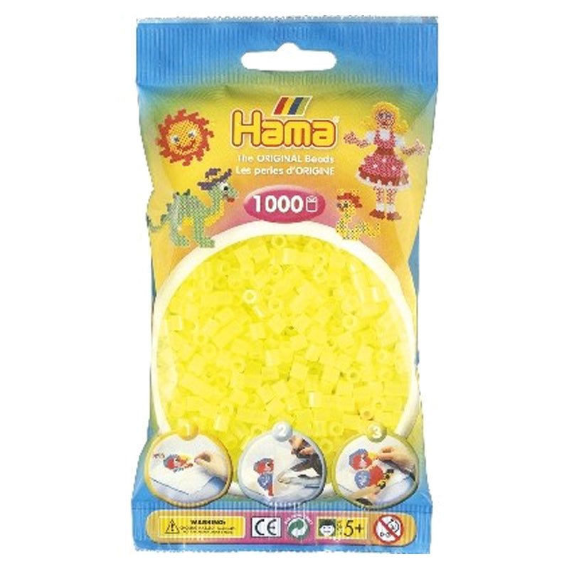 Hama perler 1000 stk neon gul, frv 34
