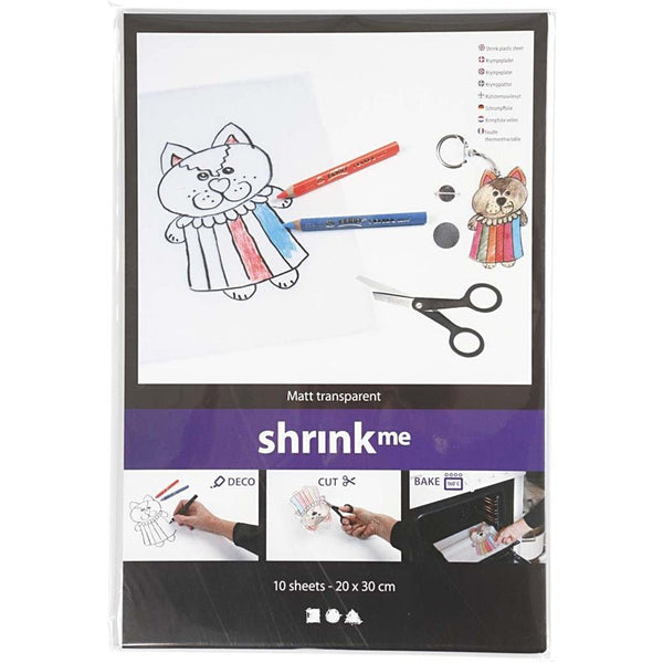 CC Hobby krympeplast, 10 ark - Mat transparent