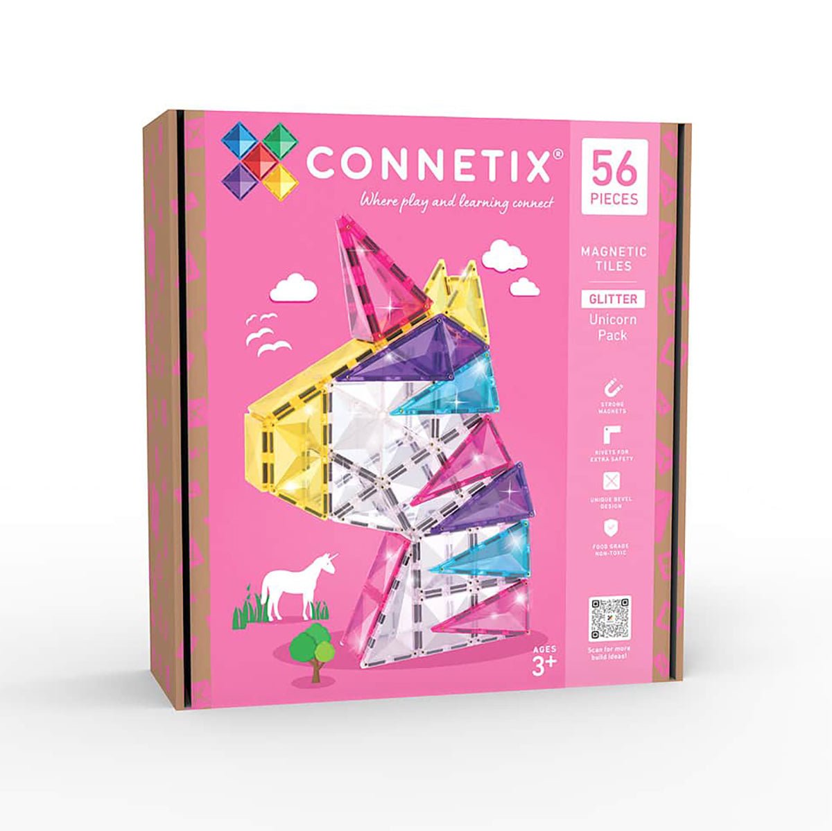 Connetix Enhjørning Glitter, Magnetsæt 56 Dele - Glitter