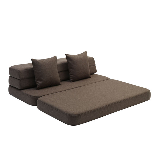 by KlipKlap 3 - fold sofa, 140 cm brun med sand knapper