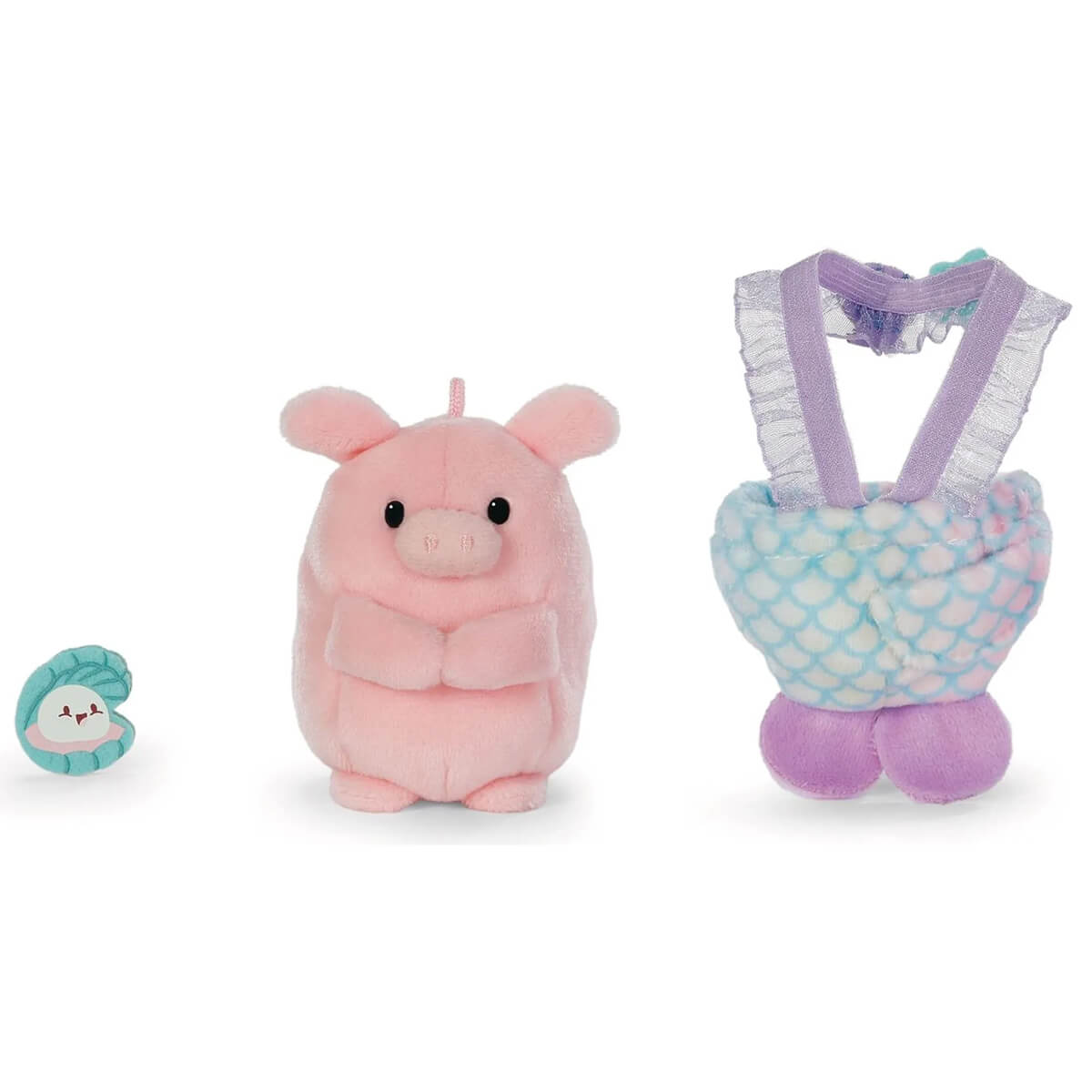 MyMochi Nici Gaveæske, Gris Med Strandskal/Havfrue Tøj - 8 Cm