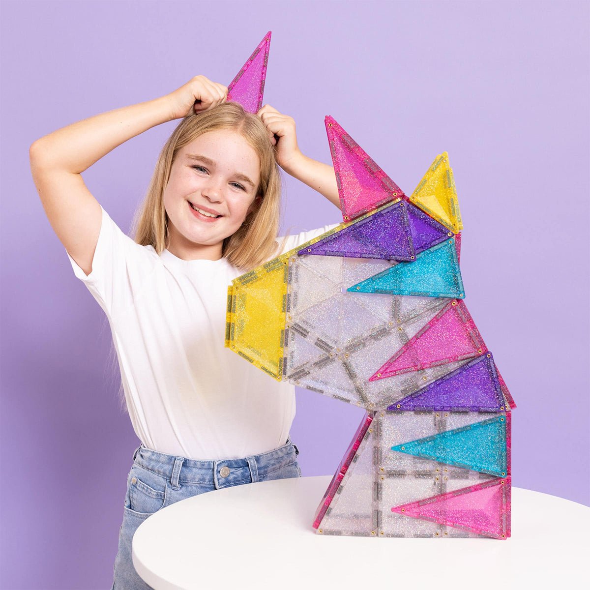 Connetix Enhjørning Glitter, Magnetsæt 56 Dele - Glitter