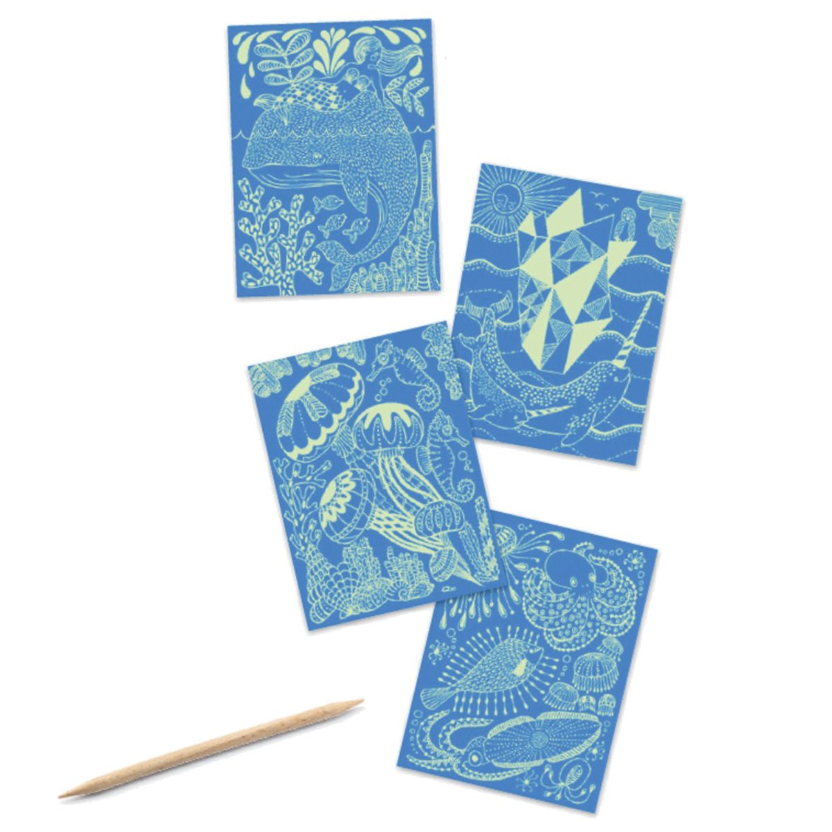 Djeco kreativ leg, Scratch kort - Havet