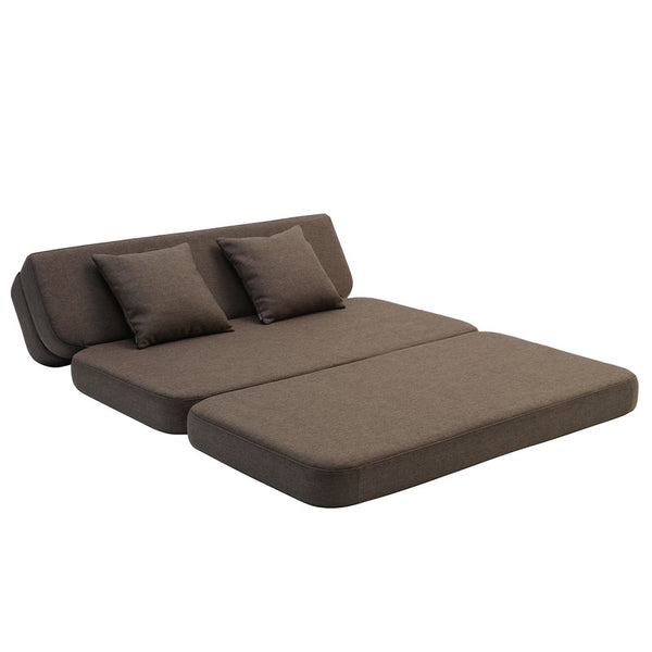 by KlipKlap 3 - fold sofa, 140 cm brun med sand knapper