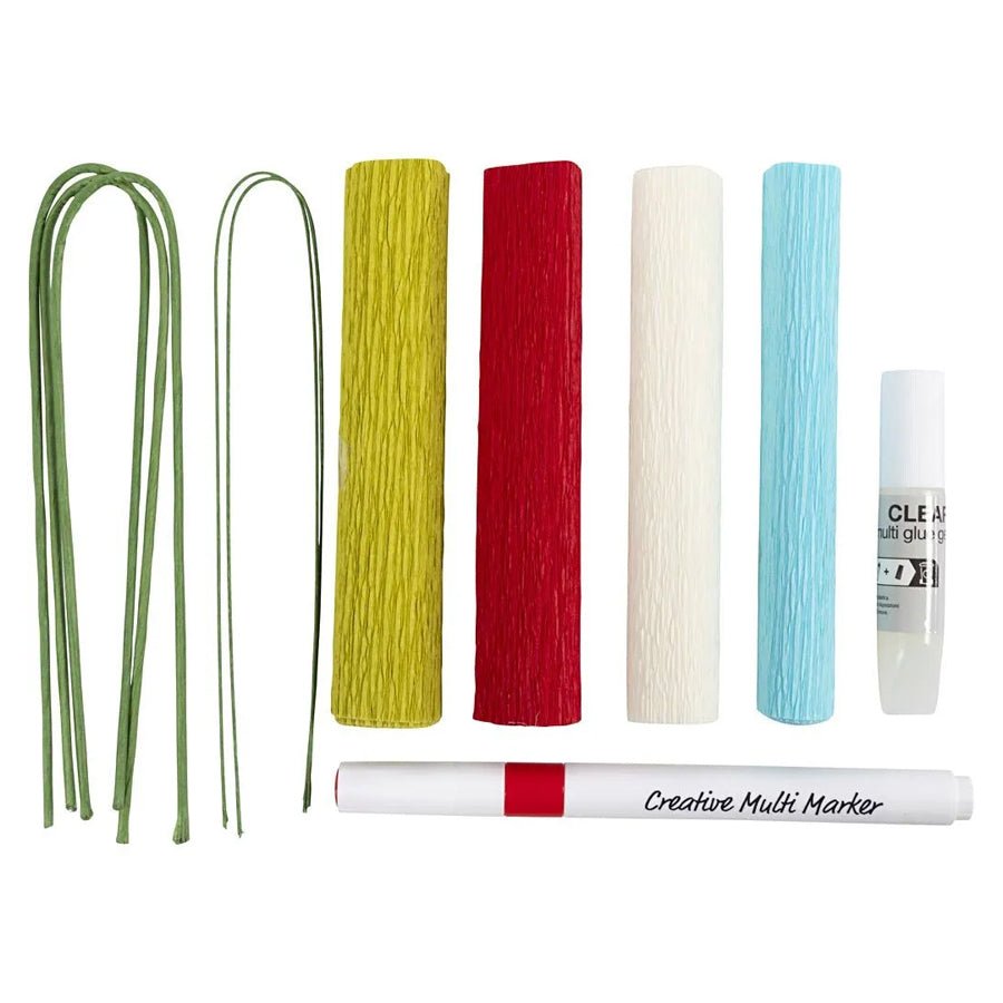 Creativ Company mini DIY, crepeblomster pastelfarvede