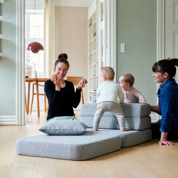 by KlipKlap 3 Fold sofa single soft, multi grå med grå knap