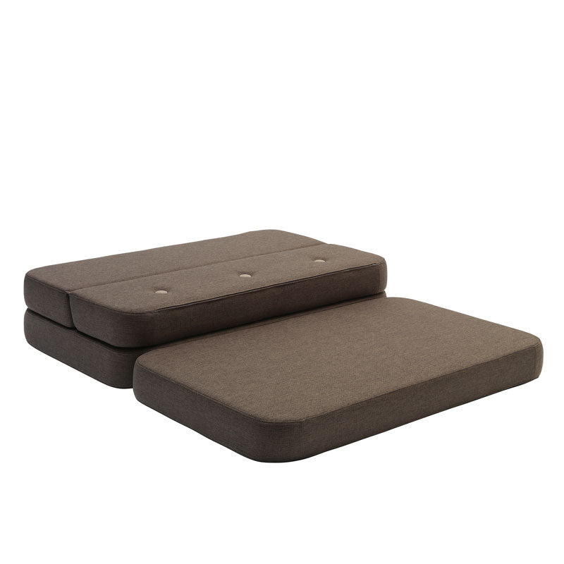 by KlipKlap 3 - fold sofa, 120 cm brun med sand knapper