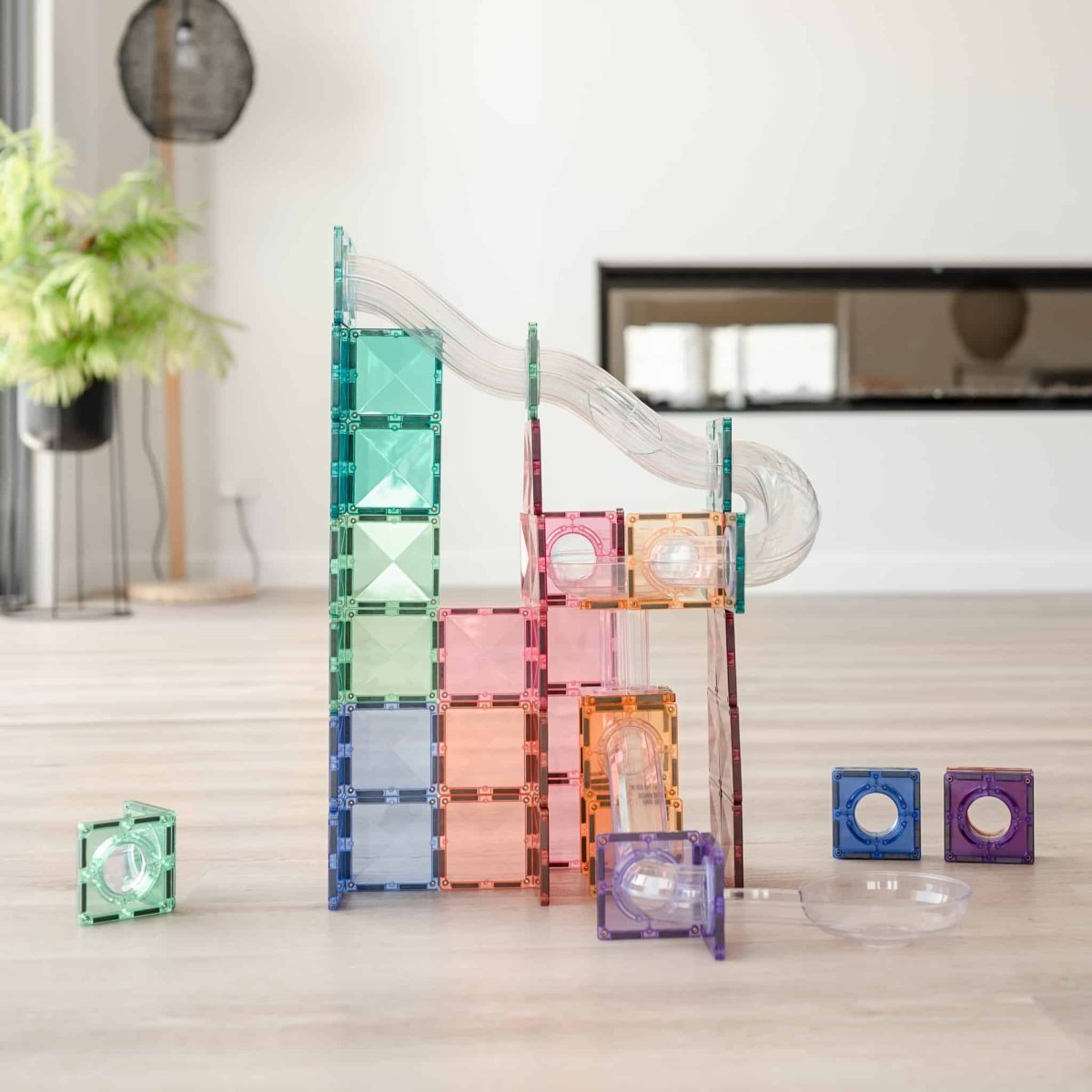 Connetix byggemagneter, Pastel kuglebane - 80 dele