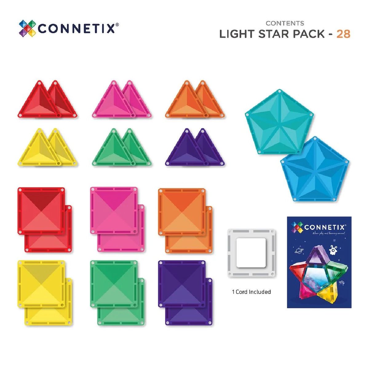 Connetix Light Star Pakke, Magnetsæt 28 Dele