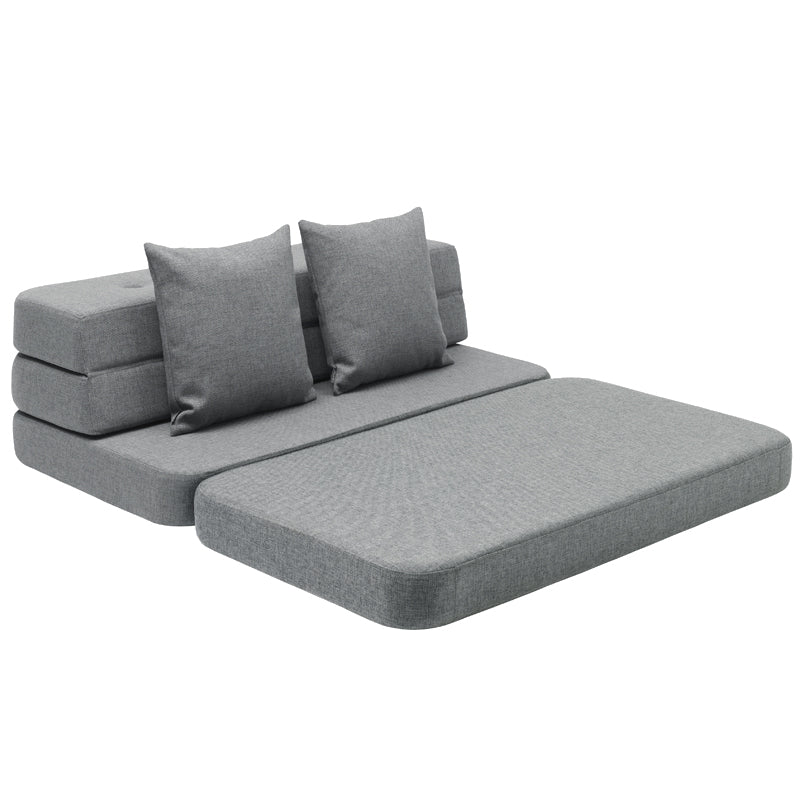byKlipKlap 3 - fold sofa, 120 cm blågrå m grå knap