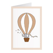 Kort Med Elefant I Luftballon Beige (A6)