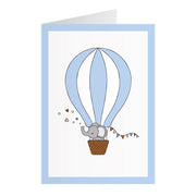 Kort Med Elefant I Luftballon Blå (A6)