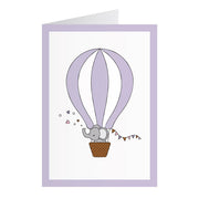 Kort Med Elefant I Luftballon Lilla (A6)
