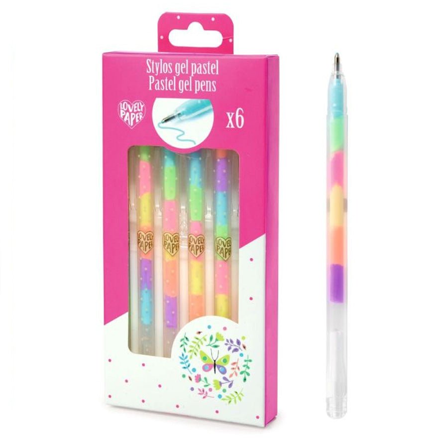 Lovely Paper Regnbue Gelpenne i Pastel (6 stk)