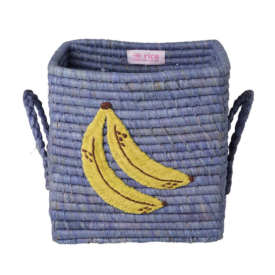 Rice Opbevaringskurv Med Big Banana Broderi Og Håndtag - Small