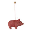Stoffanhänger Schwein in Rot