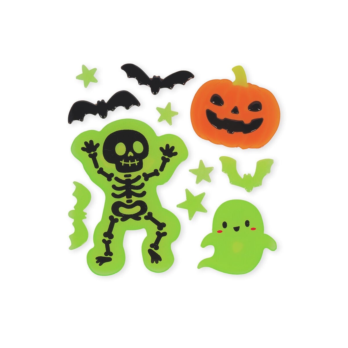 Selvlysende Halloween Gel Stickers med Skelet