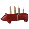 Holzkerzenständer Schwein in Rot (Advent Groß)